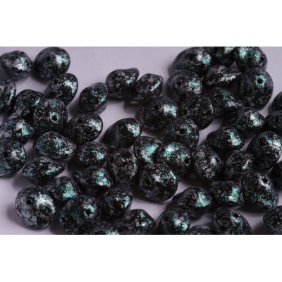 Preciosa UFO Beads 7x11mm Black Granite Green 23980/45707 | Czech