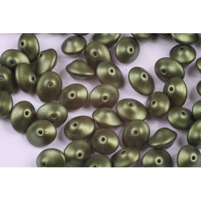 Preciosa Ufo Beads 7x11mm Gold Shine Dark Olive Green 24103