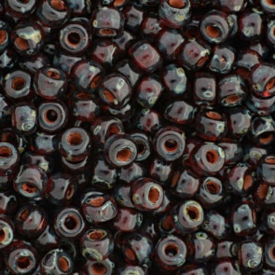 Matubo™ Round 8/0 Czech Seed Beads Ruby Travertin Dark 86805