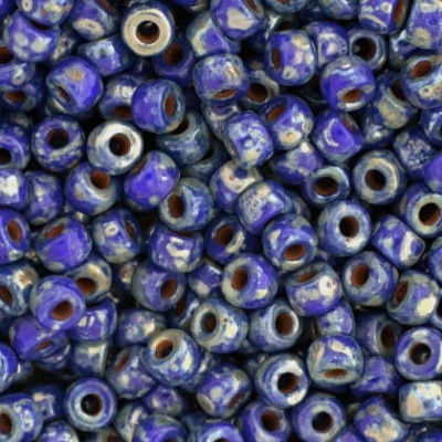 Matubo Round 8/0 Opaque Blue Picasso 33050/43400 | Czech Beads