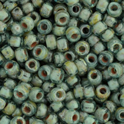 Matubo Round 8/0 Aquamarine Travertine 60020/86805 | Czech Beads