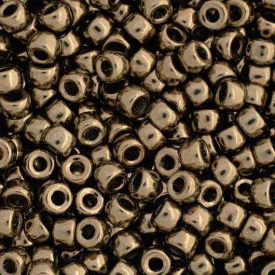 Matubo 8/0 Round Seed Beads Jet Gold Bronze 90215 | Czech Glass