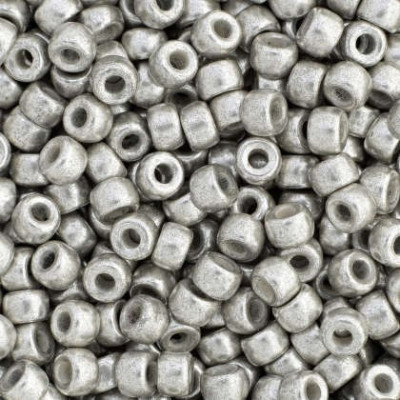 Matubo Round 8/0 Jet Silver Paste Mat 81002 | Czech Seed Beads