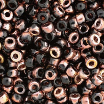 Matubo™ Round 8/0 Jet Capri Gold 23980/27101 | Czech Seed Beads