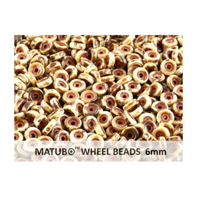 Matubo Wheel 6mm Chalk Travertin Dark 03000/86805 | Czech Glass