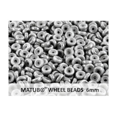 Matubo Wheel 6mm Chalk Jet Luster 03000/14449 | Czech Glass Beads