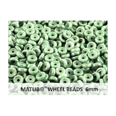 Matubo Wheel Beads 6mm Chalk Green Luster 03000/14459 | Czech Glass