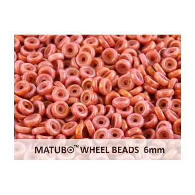 Matubo Wheel 6mm Chalk Ruby Luster 14497 | Czech Glass Beads