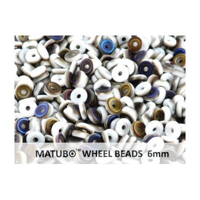 Matubo Wheel Beads 6mm Chalk Azuro Mat 03000/22271 | Czech Glass