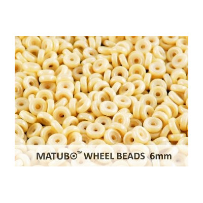 Matubo Wheel Beads 6mm Chalk Orange Luster 03000/14413 | Czech Glass