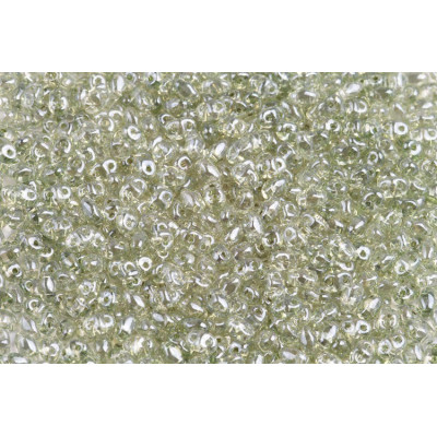 Matubo MiniDuo 2x4mm Crystal Green Luster 00030/14457 | Czech Glass