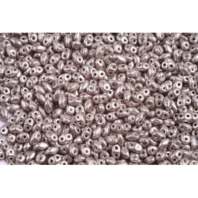 Matubo™ MiniDuo 2x4mm Jet Silver Paste Mat 23980/81002 | Czech Beads