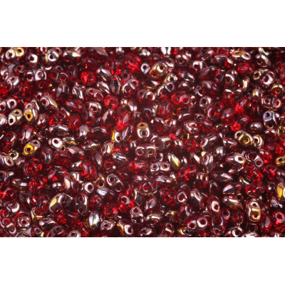 Matubo MiniDuo 2x4mm Ruby Capri Gold 90080/27101 | Czech Beads