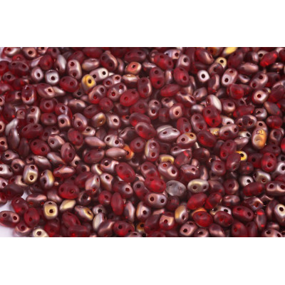 Matubo™ MiniDuo Ruby Capri Gold Mat 90080/27171 | Czech Beads
