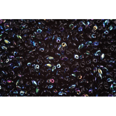 Matubo MiniDuo 2x4mm Jet AB 23980/28701 | Czech 2-Hole Beads