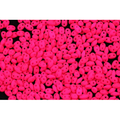 Matubo MiniDuo 2x4mm Alabaster Pink Neon 02010/25123 | Czech Beads