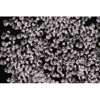 Matubo MiniDuo Crystal White Lined 00030/44802 | Czech Glass Beads