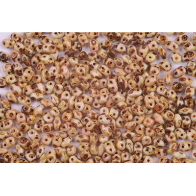 Matubo MiniDuo 2x4mm Chalk Travertine Dark 86805 | Czech Glass Beads