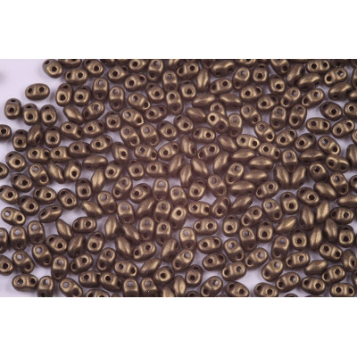 Matubo MiniDuo Beads 2x4mm Metallic Suede Gold 79080 | Czech Glass