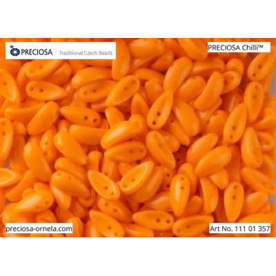 Preciosa Chilli Beads 4x11mm Orange Opaque 93120 | Czech Glass