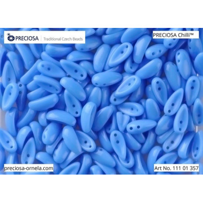 Preciosa Chilli Two-Hole Beads Blue Opaque 33100 4x11mm | Glass Beads