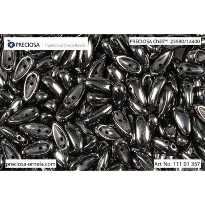 Preciosa Chilli 2-Hole Beads Black Luster 23980/14400 | Czech Glass