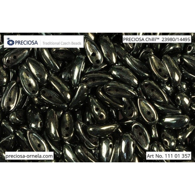 Preciosa Chilli Beads 4x11mm Black Red Luster 23980/14495