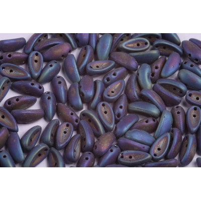 Chilli par Puca Beads 4x11mm Matte Blue Iris 23980/21135 | Czech Glass