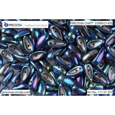 Preciosa Chilli Beads 4x11mm Blue Iris 23980/21435 | Glass Beads