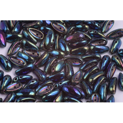 Preciosa Chilli Beads 4x11mm Black Green Iris 21455 | 20 pcs