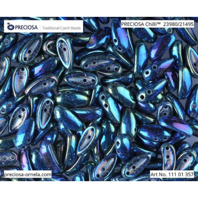 Preciosa Chilli Beads 4x11mm Black Red Iris 21495 | Czech Glass