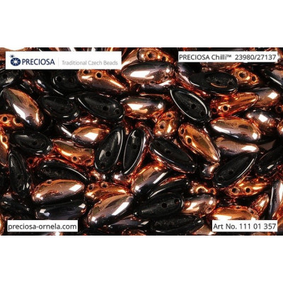 Preciosa Chilli Beads 4x11mm Black Sunset 23980/27137 | Glass Beads
