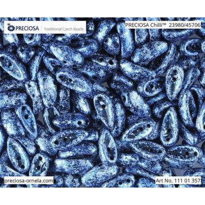 Preciosa Chilli Beads 4x11mm Granite Blue 23980/45706 | Czech Glass