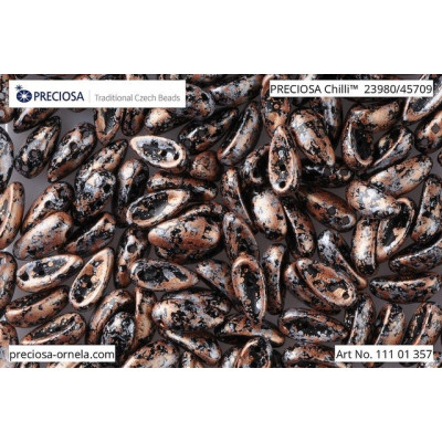 Preciosa Chilli Beads 4x11mm Black Copper 23980/45709 | Glass Beads