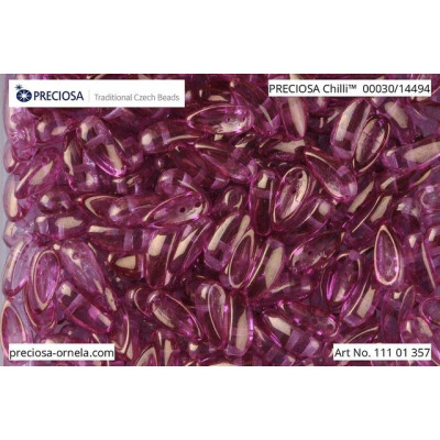 Preciosa Chilli Beads 4x11mm Lila Luster 14494 | Two-Hole Glass