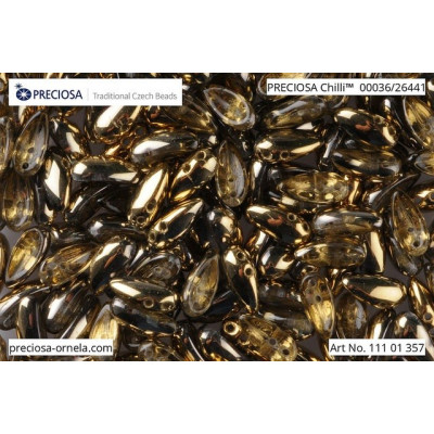 Preciosa Chilli 2-Hole Beads 4x11mm Amber Gold 26441 | Glass Beads