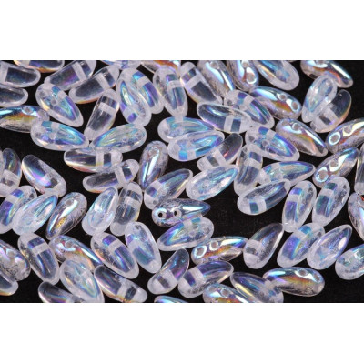 Preciosa Chilli Beads 4x11mm Crystal Half AB 00030/28701 | Czech Glass