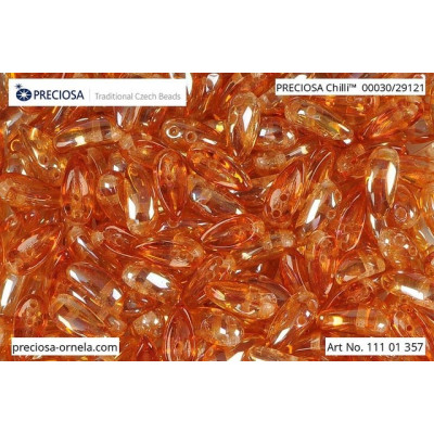 Preciosa Chilli 2-Hole Beads Apricot 00030/29121 | Czech Glass