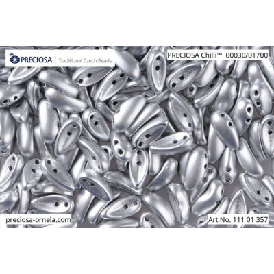 Preciosa Chilli Beads 4x11mm Metallic Silver 00030/01700 | Glass