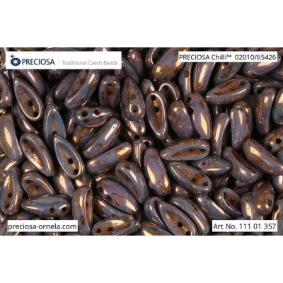 Preciosa Chilli 2-Hole Beads Picasso Lilac 02010/65426