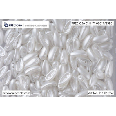Preciosa Chilli Beads 4x11mm Pastel Snow White 02010 | Glass Beads