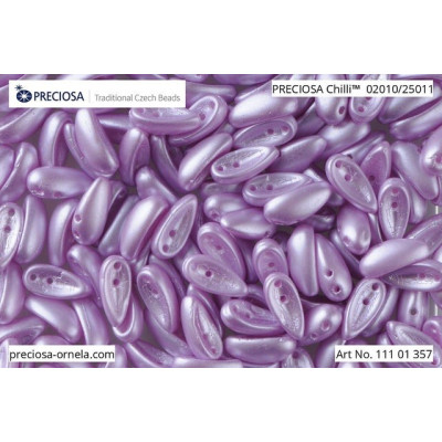 Preciosa Chilli Beads 4x11mm Pearl Lilac 02010/25011 | Glass Beads