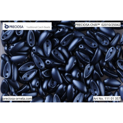 Preciosa Chilli 2-Hole Beads Navy Blue Pearl 02010/25042 4x11mm
