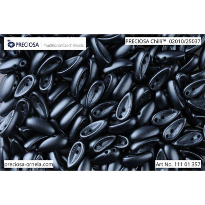 Preciosa Chilli 2-Hole Beads Anthracite 02010/25037 | Czech Glass