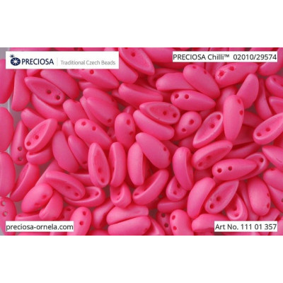 Pink Preciosa Chilli 2-Hole Beads 4x11mm 02010/29574 | Czech Glass