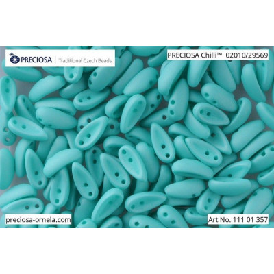 Preciosa Chilli Two-Hole Beads Matte Turquoise 02010/29569