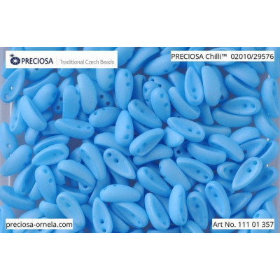 Czech Glass Preciosa Chilli 2-Hole Beads Matte Blue 02010/29576