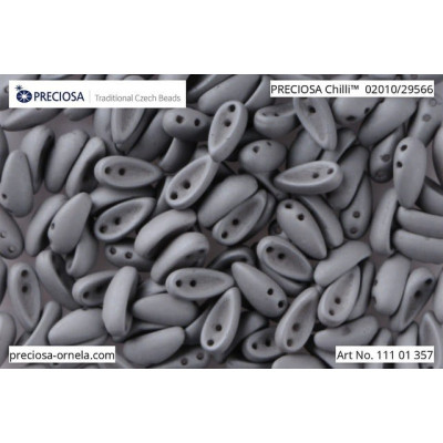 Czech Glass Chilli Beads 4x11mm Matte Grey 29566 | Preciosa