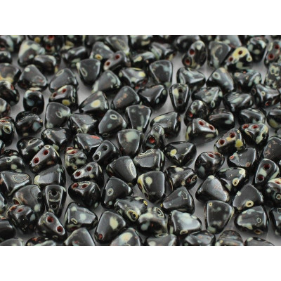 Matubo Nib-Bit Beads 6x5mm Jet Travertine Dark 23980/86805