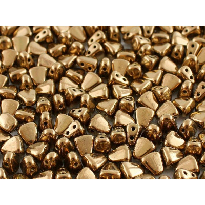 Matubo Nib-Bit 2-Hole Beads Jet Gold Bronze 23980/90215 | Czech Glass